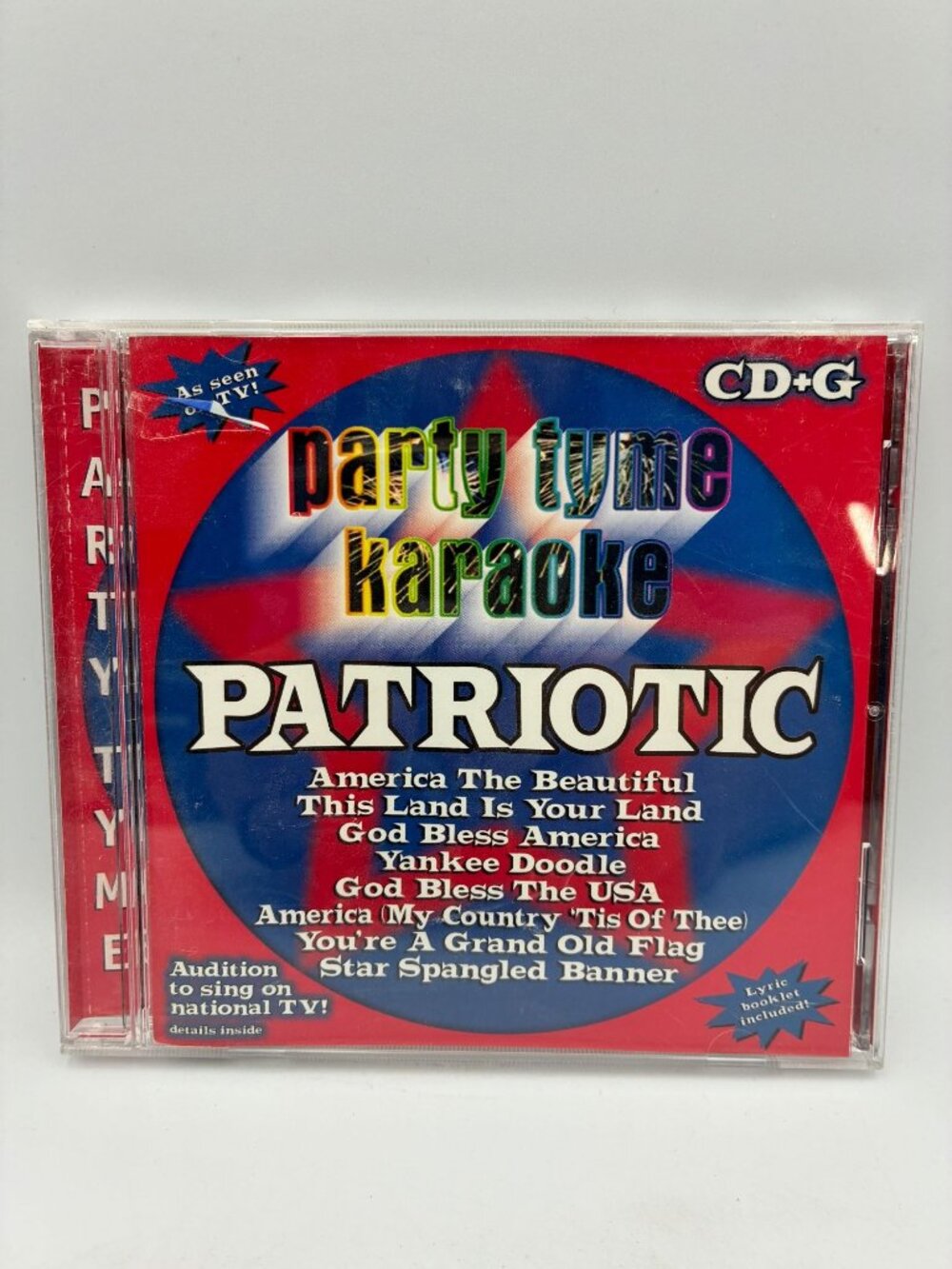 Party Tyme Karaoke Patriotic CD+G Sing-Along Album 8 Songs Red White Blue Design